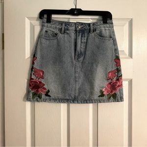 Embroidered Jean skirt